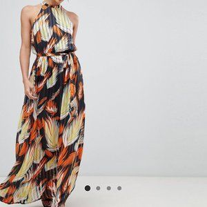 Y.A.S Tropical Print Halter Maxi Dress